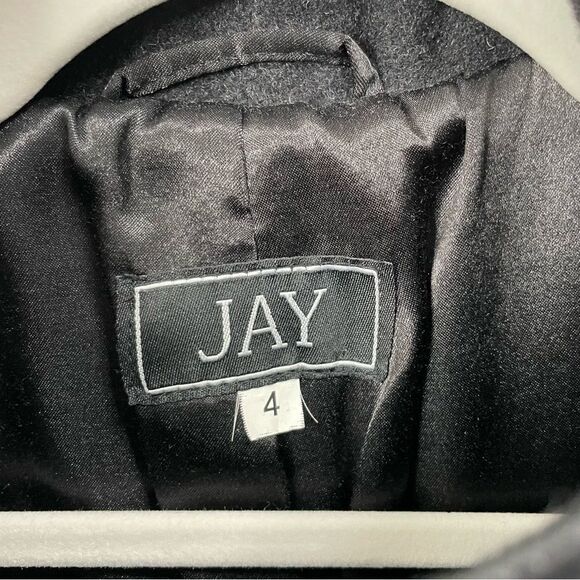 [4] Vintage Dark Grey Wool & Cashmere Pea Coat with Brown Buttons - Picture 12 of 12